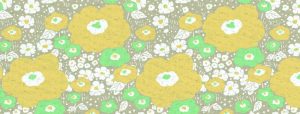 黄色・黄緑・白の花々のタペストリー（横に細長くトリミング）