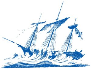 難破船(銅版画調・カラー)