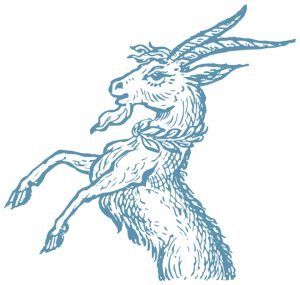 ヤギの上半身（銅版画調・カラー）